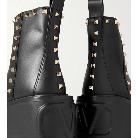 ❌SOLD❌ Valentino Garavani Rockstud VLOGO 85 Leather Platform Boots Size 39 - Picture 3 of 14